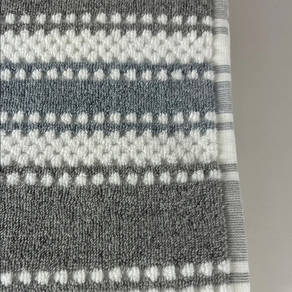 Eco Melange Bath Towel Set Gray Blue White Stripe Quick Dry Soft Cotton 2 Pc NEW